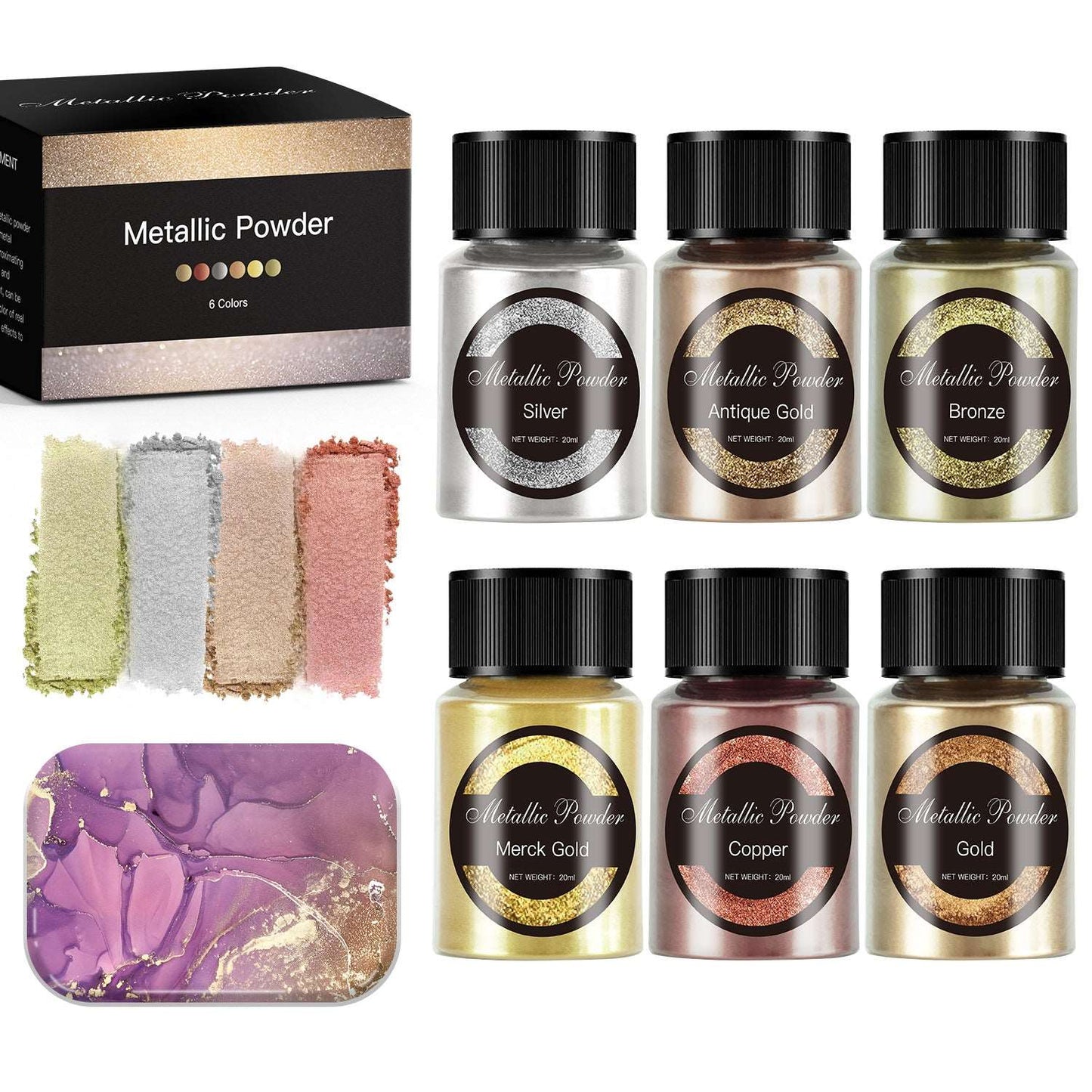 6 Color 20ml Metallic pigment powder For Resin Decorative Sealing