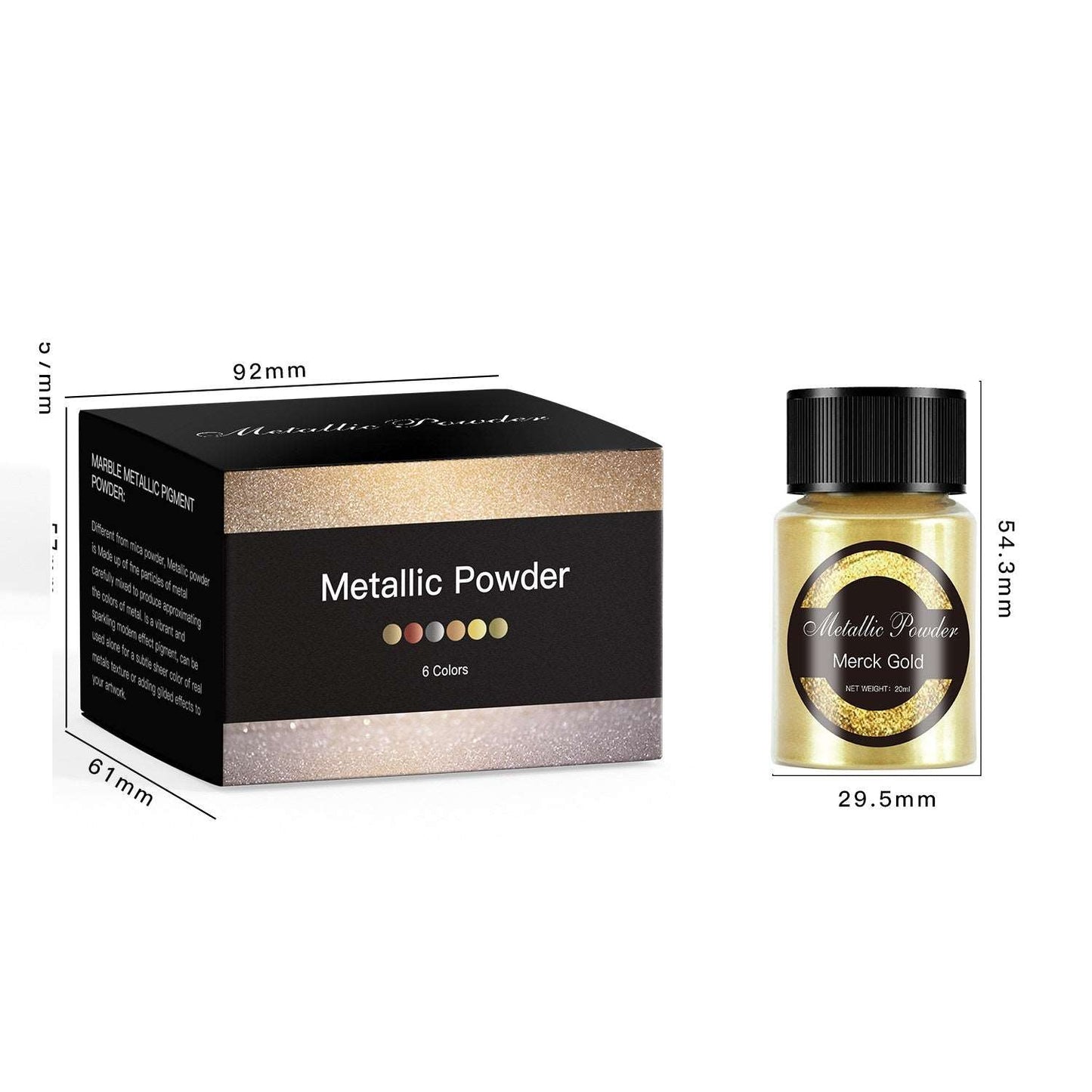 6 Color 20ml Metallic pigment powder For Resin Decorative Sealing