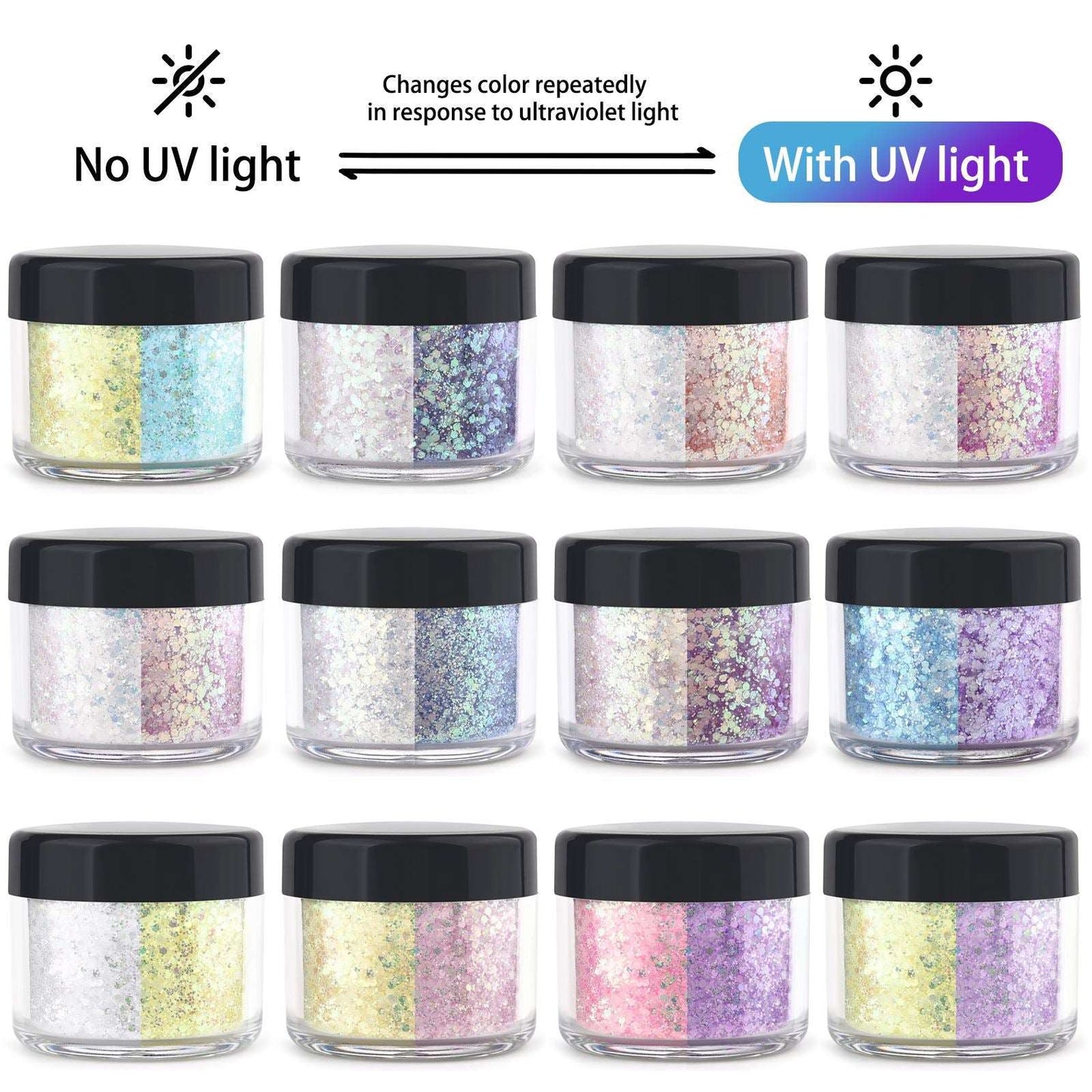 12color 10g UV Light-Changing Cosmetic Pigment Powder