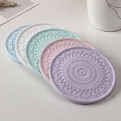 Circular patterned silicone coaster mold for resin art Gypsum art