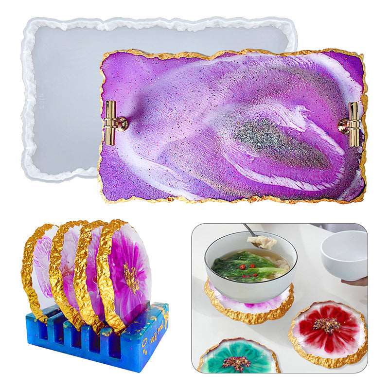 Drusy Coaster Resin Mold Geode Epoxy Cup Mats Fruit Tray Mold