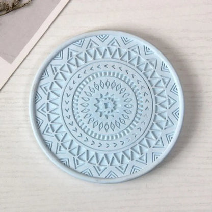 Circular patterned silicone coaster mold for resin art Gypsum art