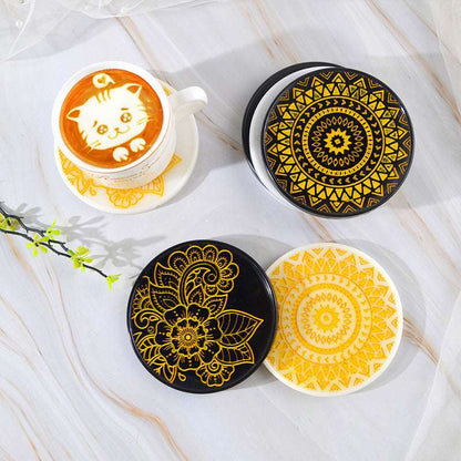 Circular patterned silicone coaster mold for resin art Gypsum art