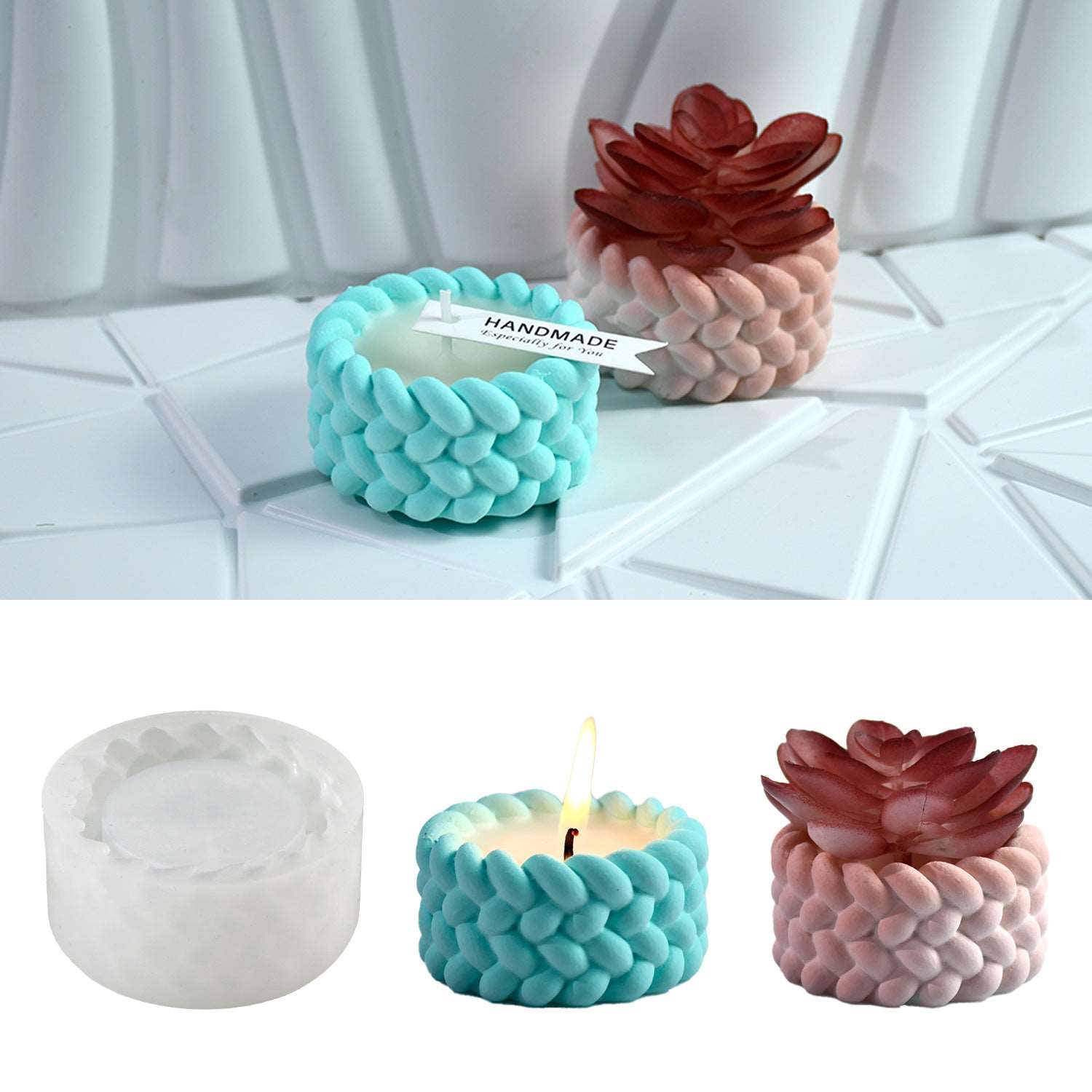 Hemp rope candlestick gypsum aromatherapy candle jar silicone mold