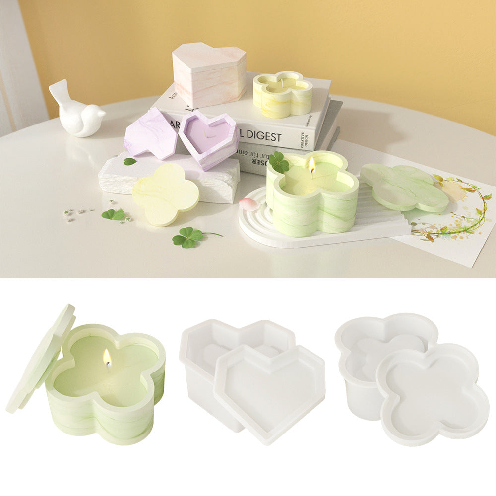 Ins clover shaped heart-shaped storage jar gypsum resin silicone mold