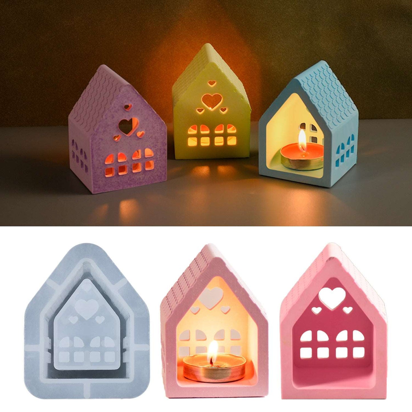 Love hut candle holder silicone mold gypsum candle decoration mold