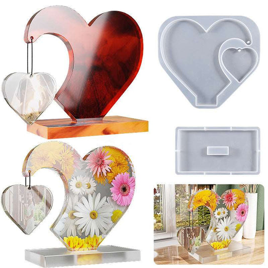 Heart Shape Hanging Photo Frames Platforms Resin Mold