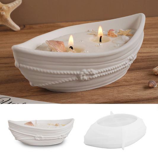 Boat Shape Candle Bowl Silicone Mold Canoe Cement Plant Pot Resin Anchor Candle Holder Concrete Casting Mould DIY Home Decor