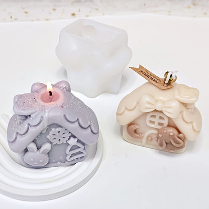 3D Peach Blossom Cottage Aromatherapy Candle Silicone Mold