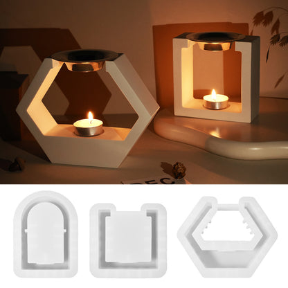 Concrete Essential Oil Candle Holder Silicone Mold DIY Gypsum Cement Aromatherapy Furnace Wax Melting Furnace Diffuser Silicone