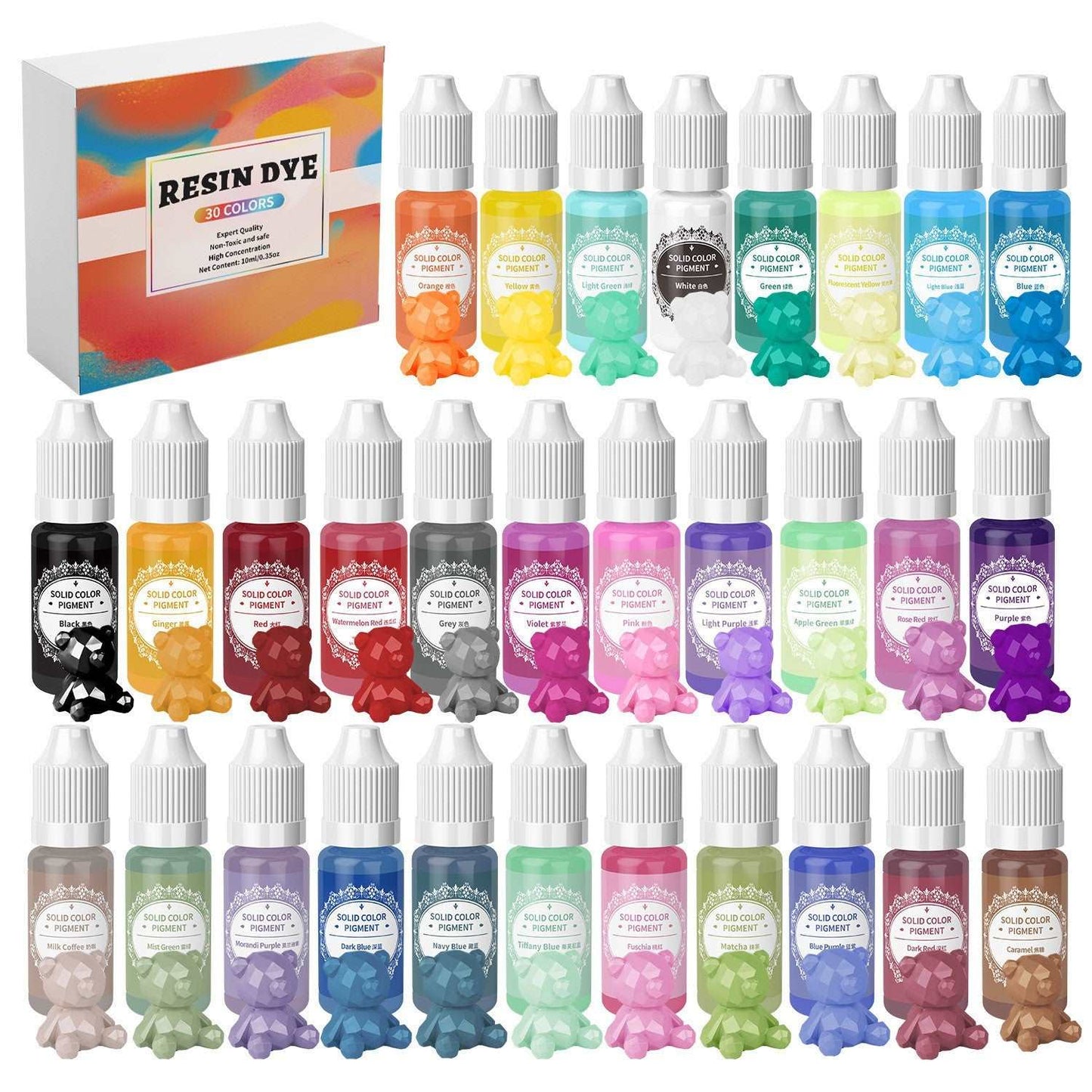 30 Color 10ml Manual Macaron Alcohol pigment ink for resin art