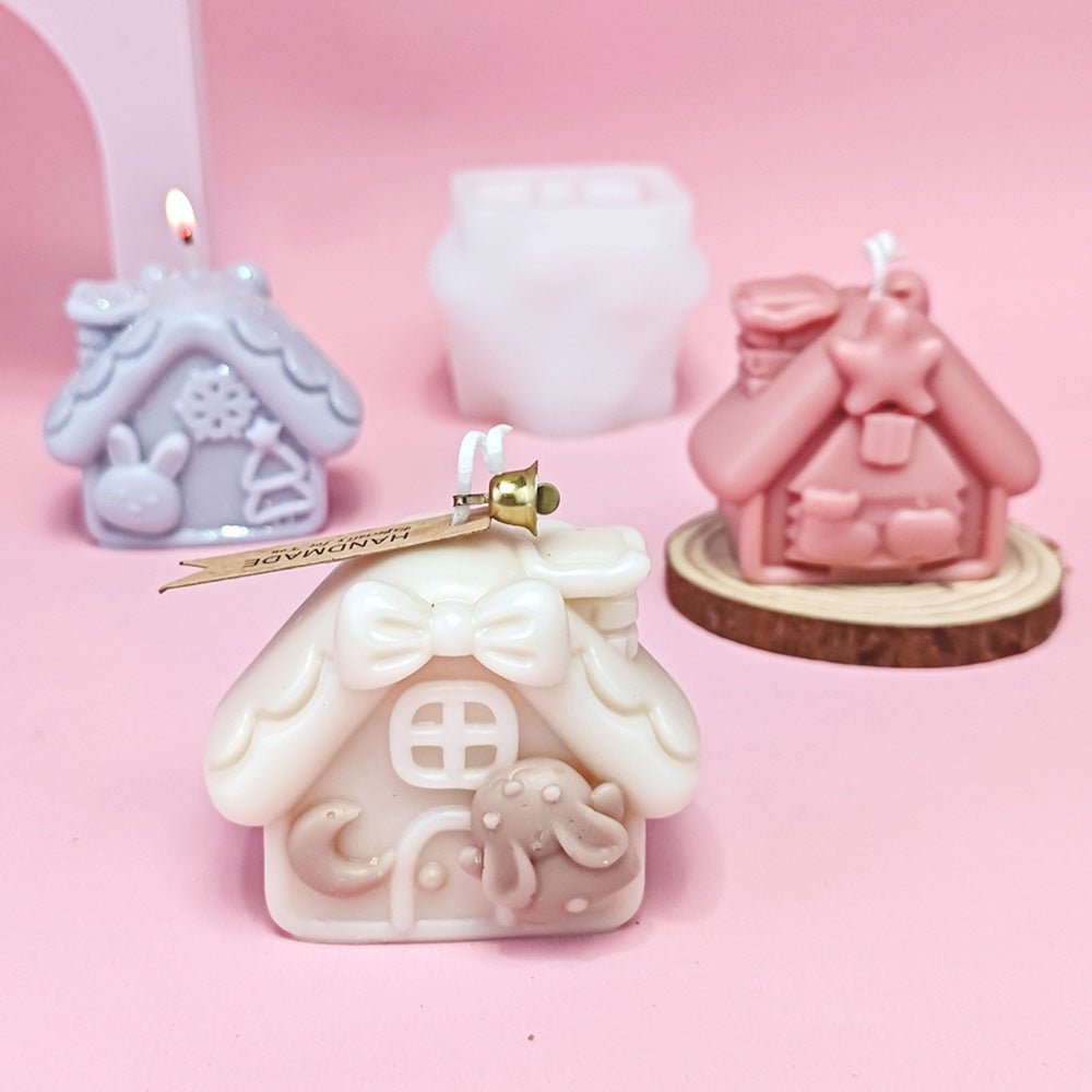 3D Peach Blossom Cottage Aromatherapy Candle Silicone Mold