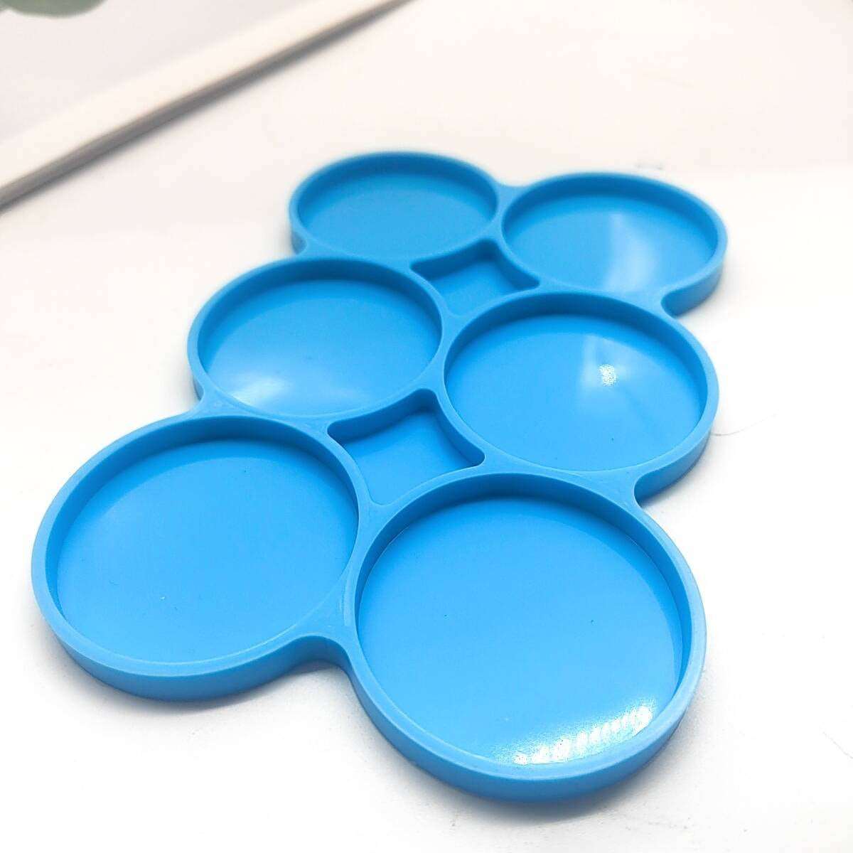 6-Cavity Silicone Large Round Molds 6 Pack Circle Pendant Keychain Charms Mould