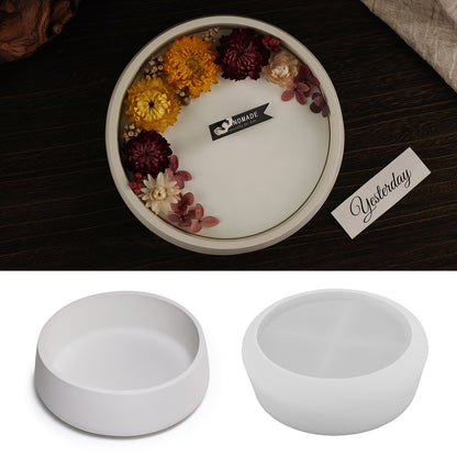 New Round Big Candle Jar Silicone Molds Cement Flower Pot Mold Concrete Wax Box Storage Bowl Candle Tray Mould Home Decor Crafts