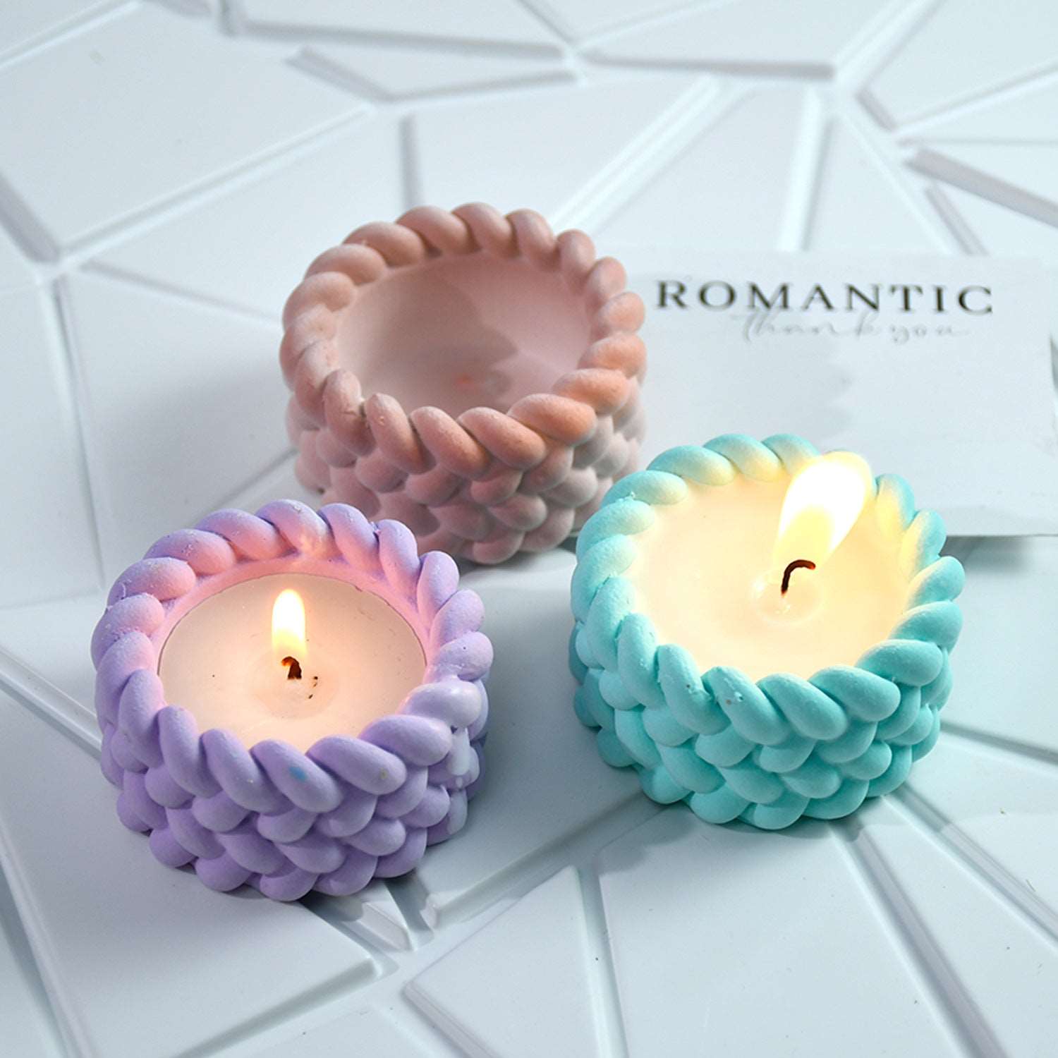 Hemp rope candlestick gypsum aromatherapy candle jar silicone mold