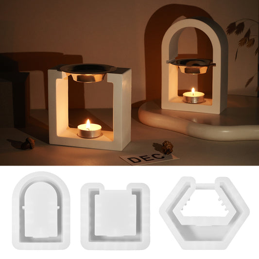 Concrete Essential Oil Candle Holder Silicone Mold DIY Gypsum Cement Aromatherapy Furnace Wax Melting Furnace Diffuser Silicone