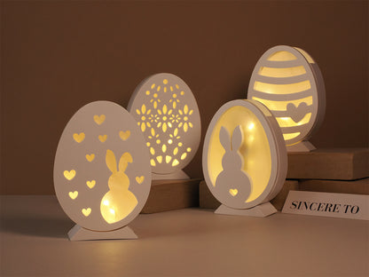 Cement Easter Rabbit Hollow Lamp Mold Easter Egg Rabbit Lamp Silhouette Silicone Mold Crystal Drip Plaster Decorative Mould