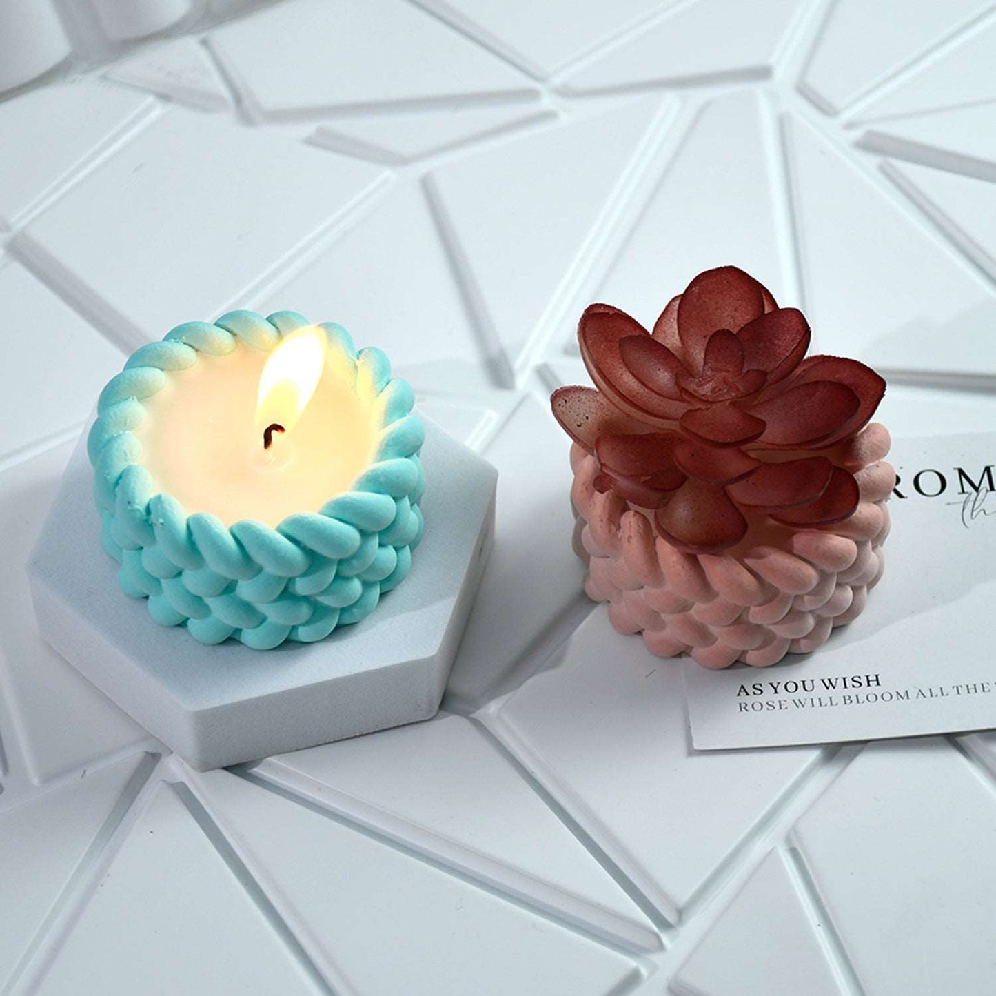 Hemp rope candlestick gypsum aromatherapy candle jar silicone mold