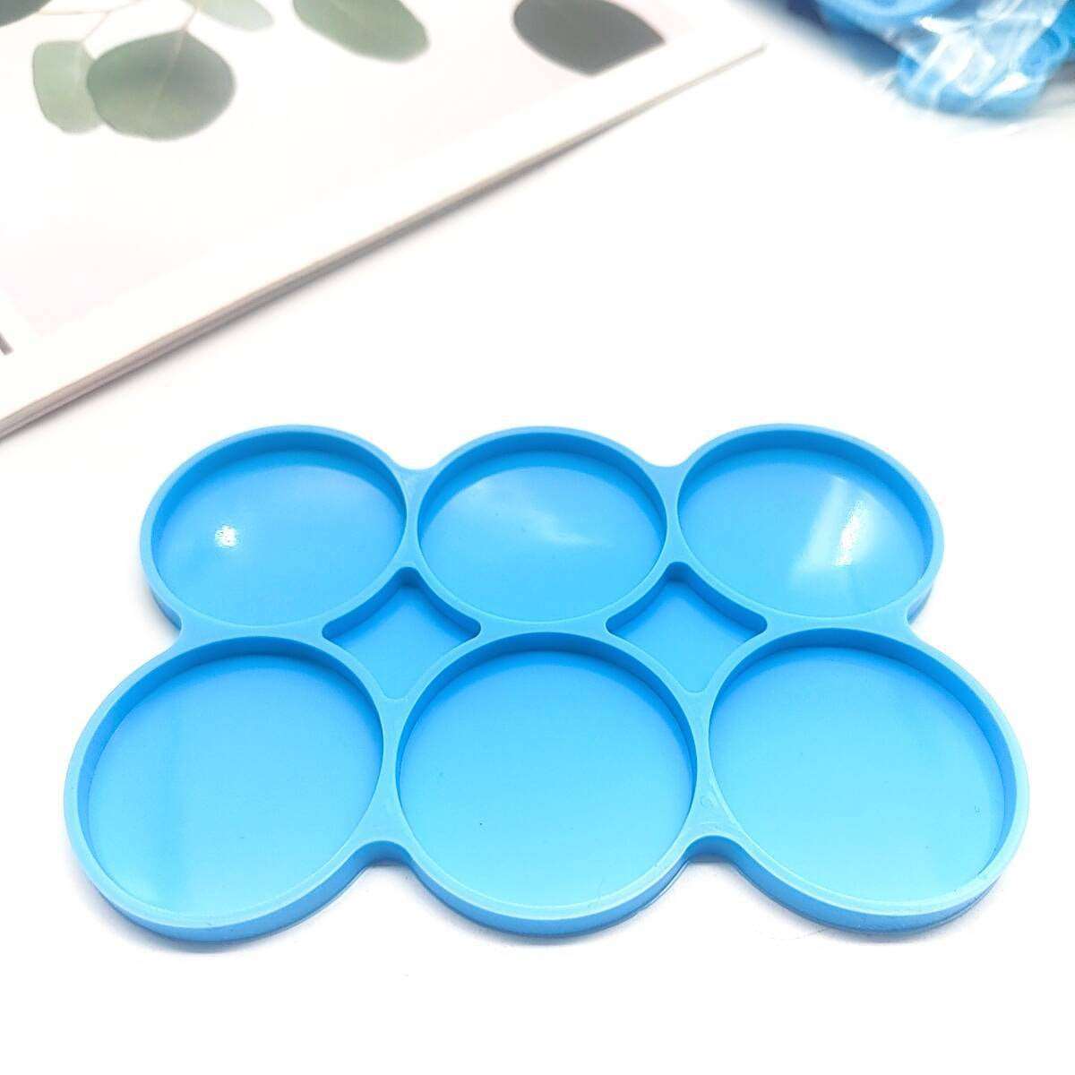 6-Cavity Silicone Large Round Molds 6 Pack Circle Pendant Keychain Charms Mould