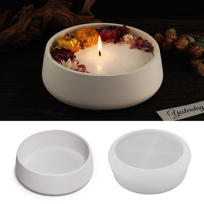 New Round Big Candle Jar Silicone Molds Cement Flower Pot Mold Concrete Wax Box Storage Bowl Candle Tray Mould Home Decor Crafts