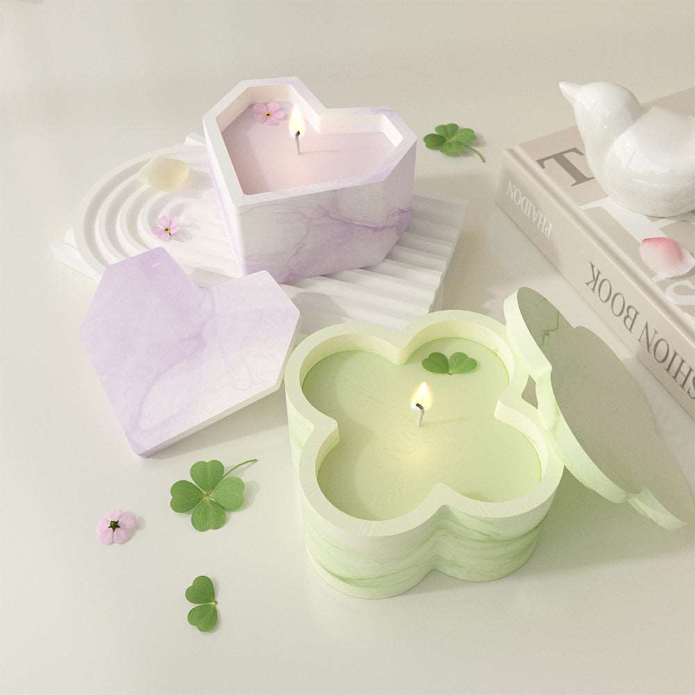 Ins clover shaped heart-shaped storage jar gypsum resin silicone mold