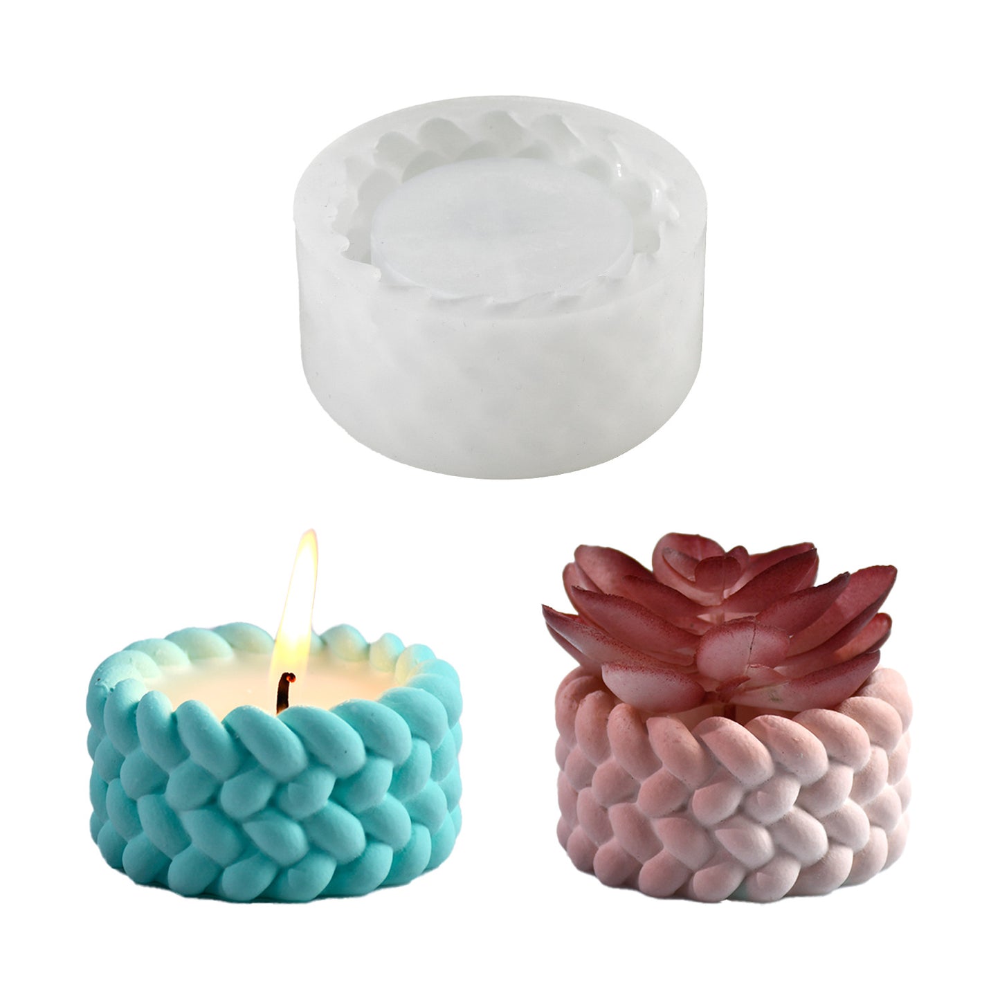 Hemp rope candlestick gypsum aromatherapy candle jar silicone mold