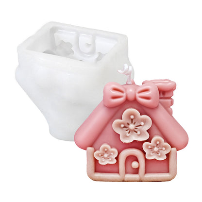 3D Peach Blossom Cottage Aromatherapy Candle Silicone Mold