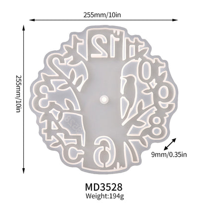 Big Tree  Woodpecker Clock Silicone Mold