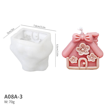 3D Peach Blossom Cottage Aromatherapy Candle Silicone Mold