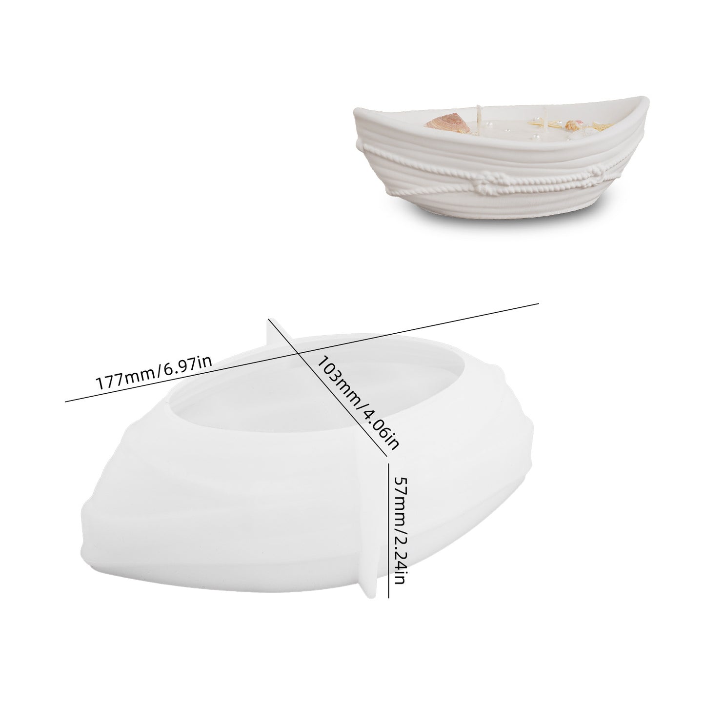 Boat Shape Candle Bowl Silicone Mold Canoe Cement Plant Pot Resin Anchor Candle Holder Concrete Casting Mould DIY Home Decor