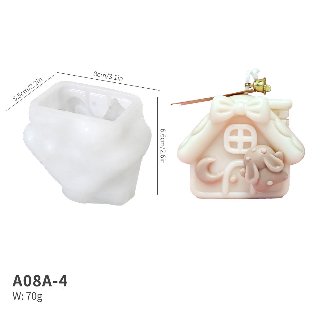 3D Peach Blossom Cottage Aromatherapy Candle Silicone Mold