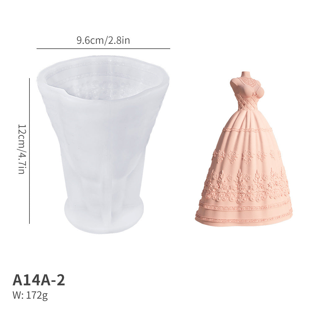 3D Wedding Dress Princess Dress Aromatherapy Candle Gypsum Mold