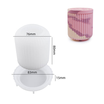 Plaster cement concrete candle cup smooth surface with cover  mirror silicone mold