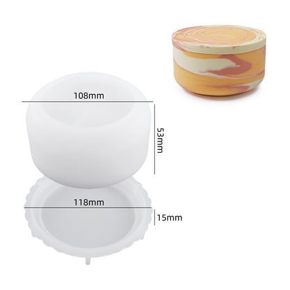 Plaster cement concrete candle cup smooth surface with cover  mirror silicone mold