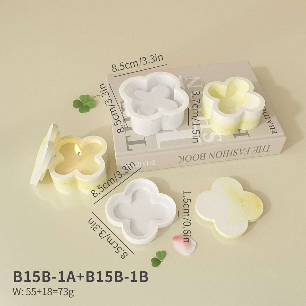 Ins clover shaped heart-shaped storage jar gypsum resin silicone mold